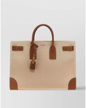 Saint Laurent Sac De Jour Large Canvas And Leather Tote Bag - Natural