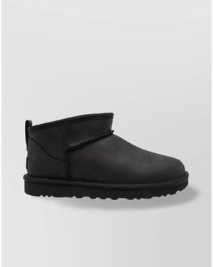 UGG Leather Classic Ultra Mini Ankle Boots - Black