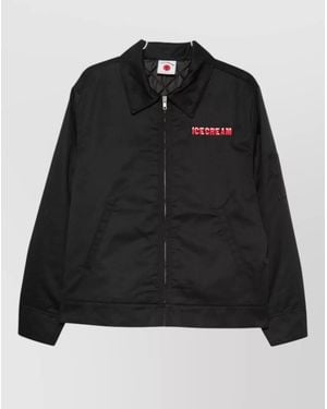 ICECREAM Logo Zip Blouson Jacket Long Sleeves - Black