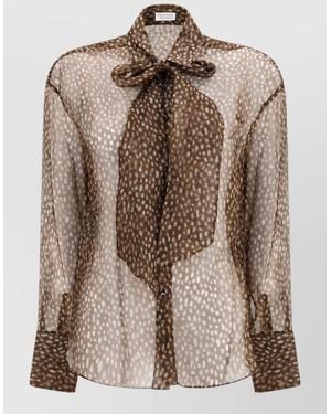 Brunello Cucinelli Silk Pattern Blouse - Brown