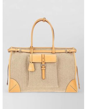 Prada Canvas Shopping Bag - Natural