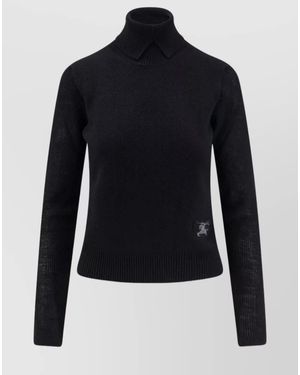 Burberry Wool Alpaca Ribbed Turtleneck Jumper - Blue