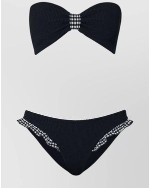 Hunza G Gingham Seersucker Strapless Bikini - Blue
