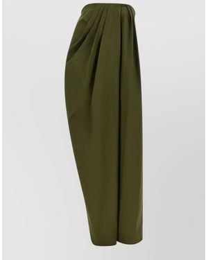 ARMARIUM Cotton Asymmetric Draped Sleeveless Long Dress - Green