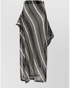 Missoni Mesh Skirt Asymmetric Draped Midi Striped - Gray