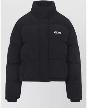 Moschino Padded Cropped Jacket High Neck Quilting - Blue