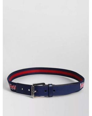 Dolce & Gabbana Canvas Leather Belt Printed Metal Buckle - Blue