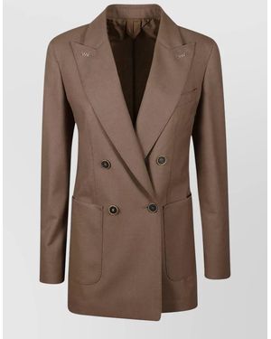 Max Mara Harald Notch Lapel Jacket Front Pockets - Brown