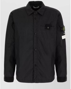 Stone Island Nylon Down Padded Jacket Button Cuffs - Black