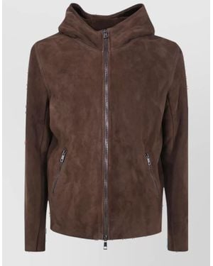 Giorgio Brato Leather Hooded Jacket - Brown