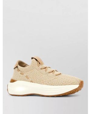 Tod's Ankle Height Sneakers Breathable Upper Rubber Outsole - Natural