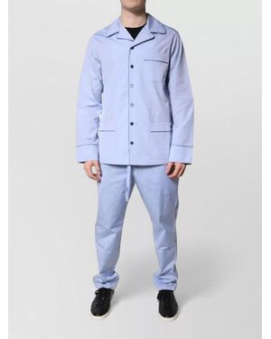 Dolce & Gabbana Dg Logo Cotton Pyjama Set Sleepwear - Blue