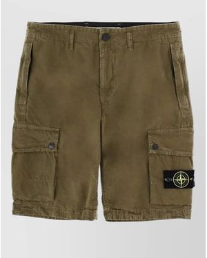Stone Island Cotton Cargo Shorts - Green