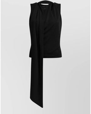 Ami Paris Sleeveless Lavalliere-Neck Top - Black