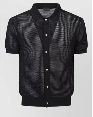 Tagliatore Ribbed Knit Shirt - Black