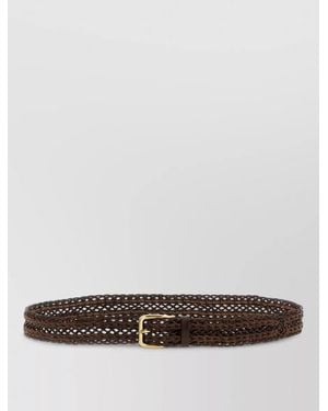 Brunello Cucinelli Braided Calf Leather Belt Adjustable Design - White