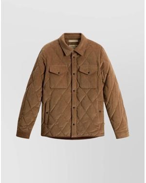 Woolrich Corduroy Quilted Chest Pockets Long Sleeves - Brown