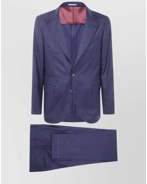 Brunello Cucinelli Virgin Wool Single Breasted Suit - Blue