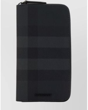 Burberry Checkered Pattern Canvas Wallet - Black