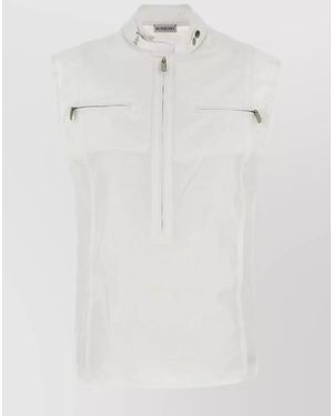Burberry Cotton High-Neck Sleeveless Knitted Top - White