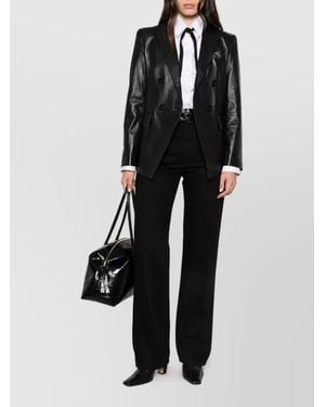 Emporio Armani Lamb Leather Blazer Jacket - Black