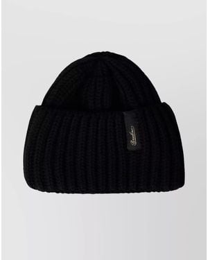 Borsalino Ribbed Texture Hat Folded Cuff - Blue