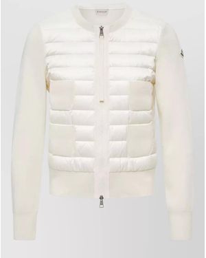 Moncler Wool Zip Up Jacket Padded Front - Natural