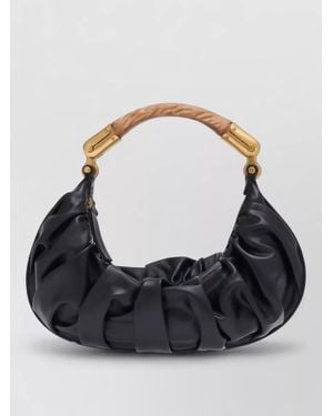 Balmain Ebene Medium Leather Clutch Bag - Black