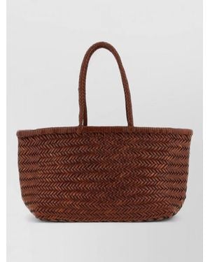 Dragon Diffusion Bamboo Triple Jump Big Leather Beach Bag - Brown