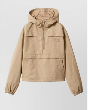 Miu Miu Cropped Fitted Jacket - Natural
