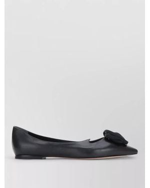 Roger Vivier Ballerina Shoes Pointed Toe Floral Detail - Black