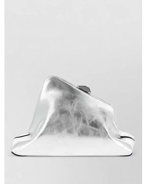 The Attico Small Craquelé Leather Clutch Bag - Metallic