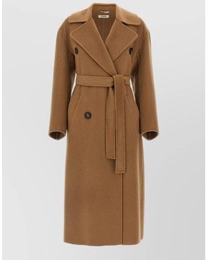 Max Mara Dalila Coat Belted Double Breasted Notch Lapels - Natural
