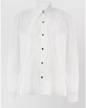 Thelatest Bruna Shirt Chest Pockets Long Sleeves Collar - White
