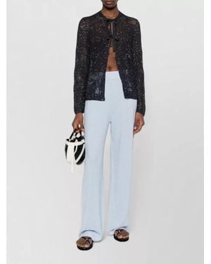 Fabiana Filippi Wide Leg Glitter Knit Trousers - Blue