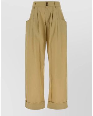 Jacob Cohen Linsey Wide Leg Trousers Cuffed Hem - Natural