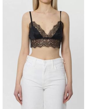 Dolce & Gabbana Satin Bralette Lace Neckline Soft Cup - Black