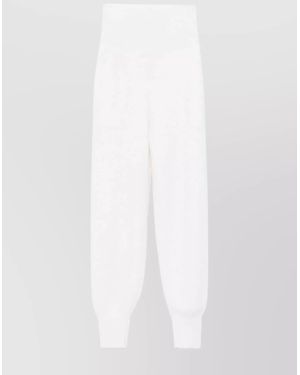Chloé Ribbed Waistband High-Waisted Knitted Trousers - White