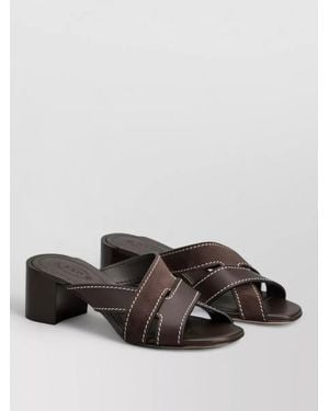Tod's Leather And Suede Crossover Strap Sandals - Grey