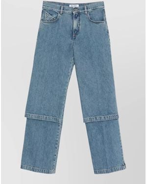 The Attico Cotton High-Rise Wide-Leg Jeans - Blue