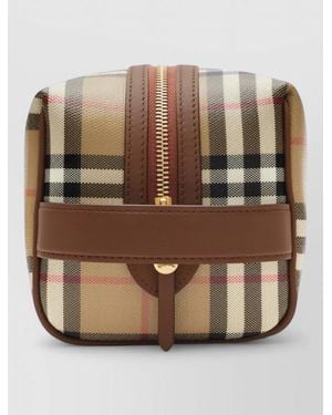 Burberry Check Leather Belt Bag - Brown