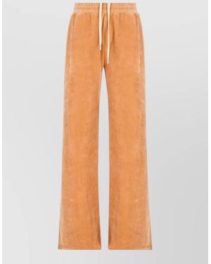 Chloé Wide Leg Velvet Lounge Trousers Elastic Waist - Orange