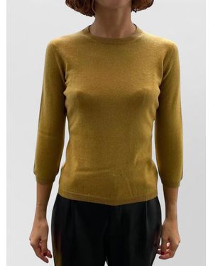 LA ROSE Cashmere 3/4-Sleeve Sweater - Green