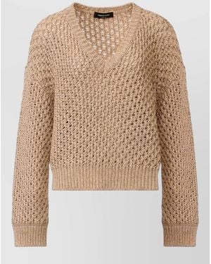 Fabiana Filippi V-Neck Long-Sleeve Jumper - Natural