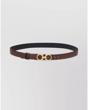 Ferragamo Adjustable Reversible Slim Belt Gancini - Black