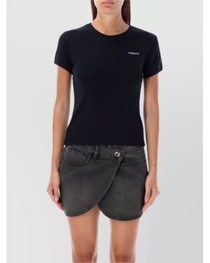 Coperni Organic Cotton Cropped Slim-Fit Logo-Print T-Shirt - Black