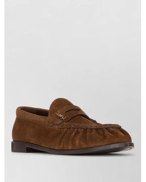 Saint Laurent Suede Leather Loafers - Brown