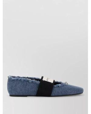Givenchy Denim Loafers Pointed Toe Frayed Edges - Blue