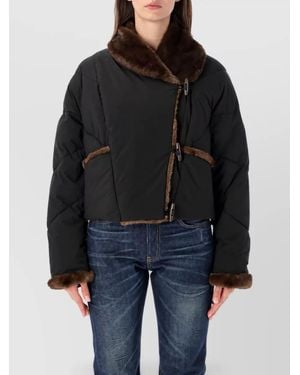 Urbancode Faux Fur Puffer Jacket - Black