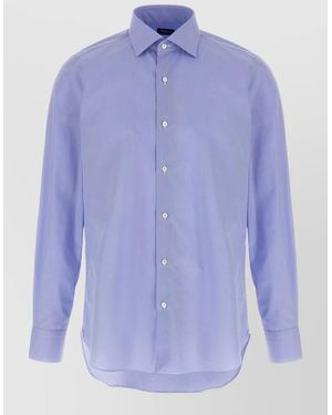 Finamore 1925 Cotton Long-Sleeve Shirt - Blue